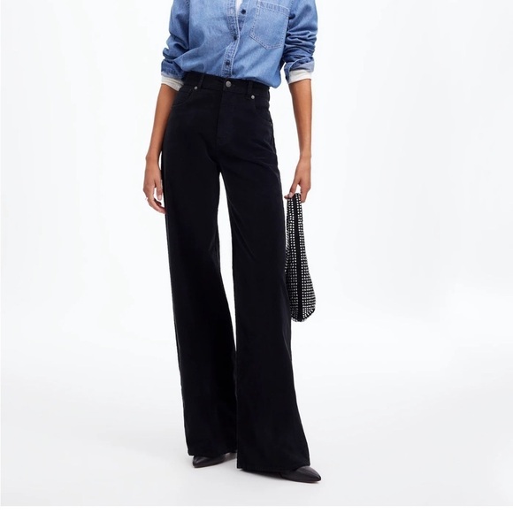 Madewell Superwide-Leg Pants in Corduroy in True Black size 24‎ NWT NT151 - Picture 1 of 14